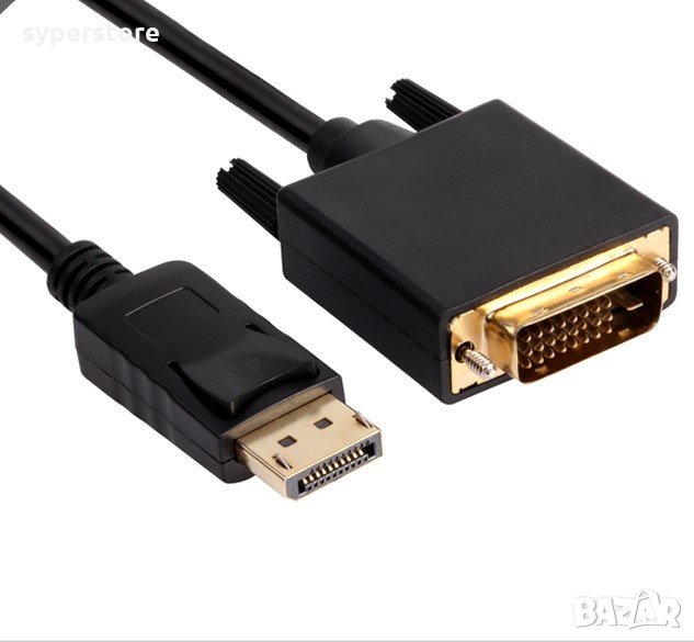 Кабел DisplayPort към DVI 1.8м Черен VCom SS001241 Cable DP to DVI24+1 M/M, снимка 1