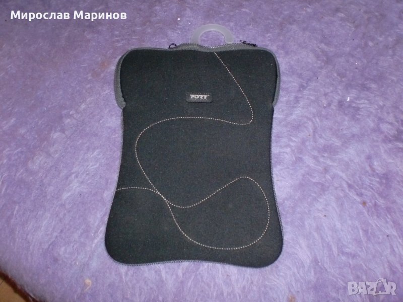 8.Калъф за лаптоп-таблет 10-12”- ”PORT Designs”- НОВ, неопренов.Черен с бяла  ивица, снимка 1