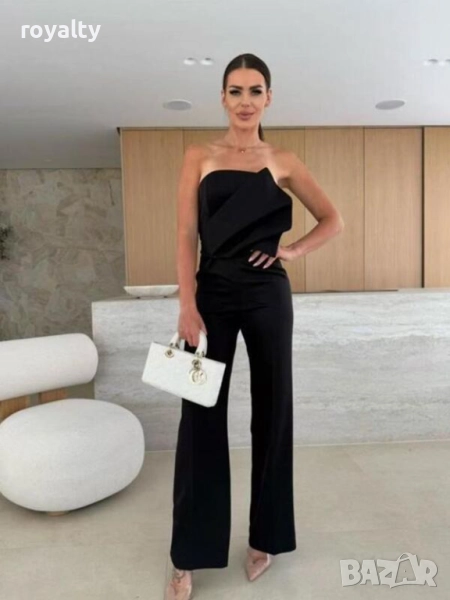 Дамски елегантен черен гащеризон, снимка 1