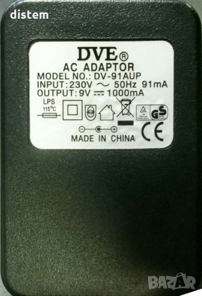 DVE AC Адаптер  DV-91AUK 9V 1000mA , снимка 1