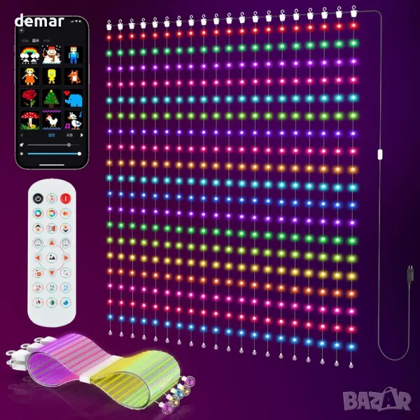 Интелигентни светлини за завеси SWAREY, променящи цвета LED светлини с приложение, дистанционно, снимка 1