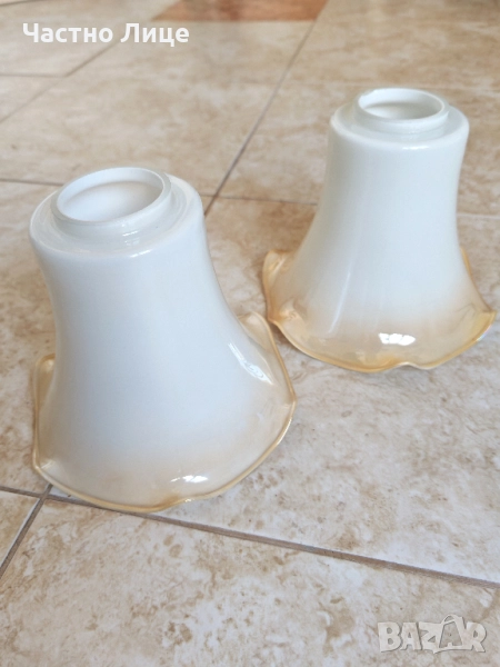 Две Старинни Стъкла Стъклени Тела за Лампи и Полилеи, снимка 1