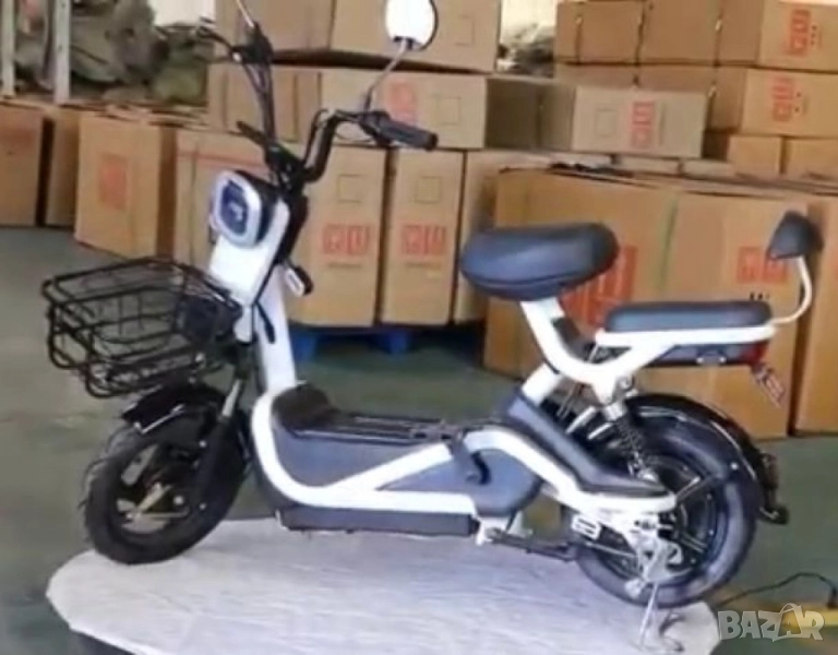 Електрически велосипед motor9 48V12AH – Максимална скорост 45 км/ч, 500W мотор, вакуумни гуми, бял/ч, снимка 1