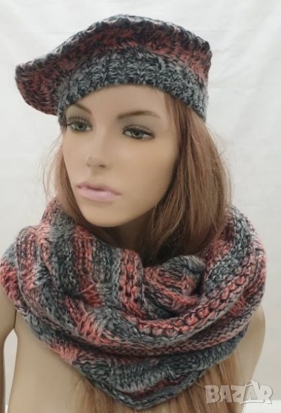 Дамски плетен комплект от шал и шапка марка Bonnet, снимка 1