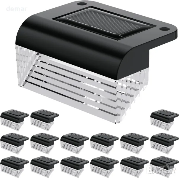 HAMLITE Соларни градински оградни лампи, 3000K Автоматично включване/изключване, 16 броя, снимка 1