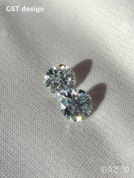 Уникални двойка 2 карата Фенси E Бял Мойсанит Диамант Moissanite Diamond фасет, снимка 1