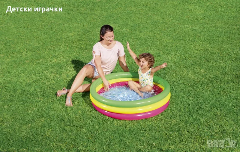 Детски надуваем басейн Bestway, Pool, 102 х 25 см, 3 пръстена, с меко дъно, снимка 1
