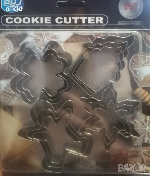 4 вида комплекти метални форми резци Детелина кексче снежинки човече Коледни форми за сладки тесто, снимка 1