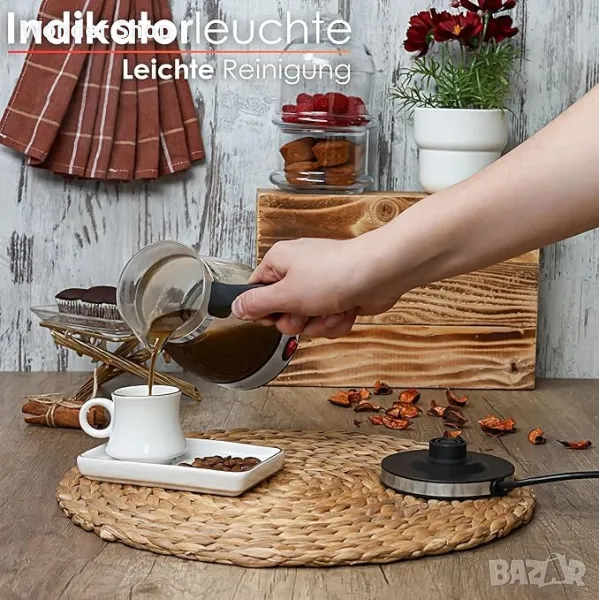 Джезве електрическо Rosberg R51165C, 600W, 500мл., Стъклено - 2 ГОДИНИ ГАРАНЦИЯ, снимка 1