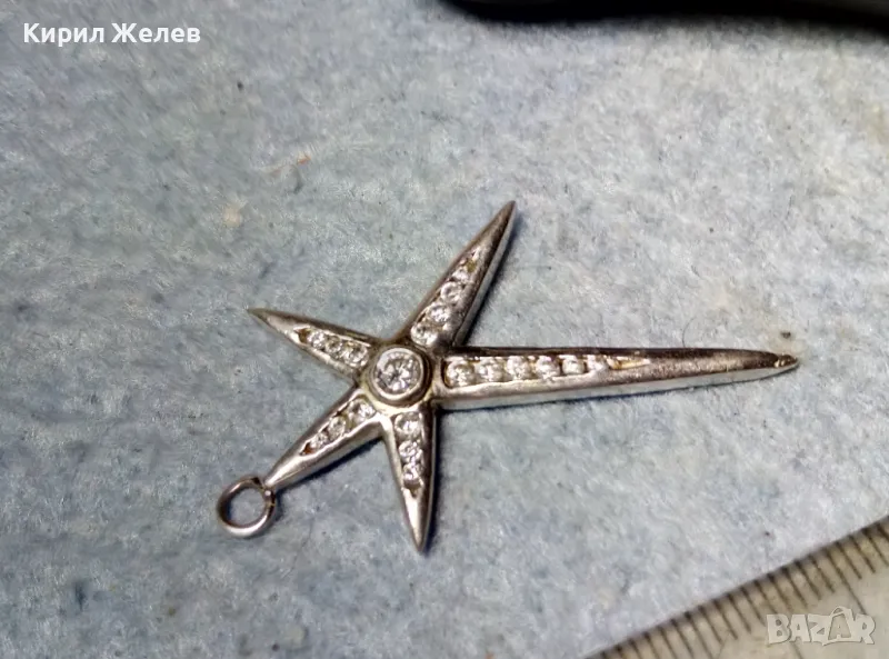 СКЪПОЦЕНЕН ЗВЕЗДОВИДЕН СРЕБЪРЕН МЕДАЛЬОН РОДИРАНО СРЕБРО 925 с БЛЕСТЯЩИ ФАСЕТИРАНИ ЦИРКОНИ 47893, снимка 1