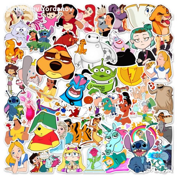 Водоустойчиви 50х стикери-Disney/Дисни/Cartoon/Анимационни герои, снимка 1