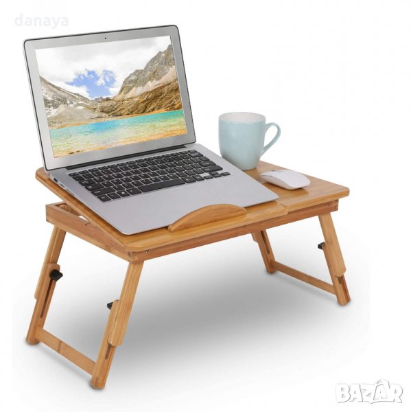  2629  Бамбукова маса за лаптоп за легло, снимка 1