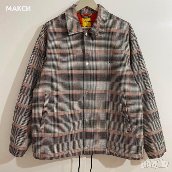 Марково стилно модерно ватирано яке с джобове, капси и топла мека подплата в актуален десен каре, снимка 1