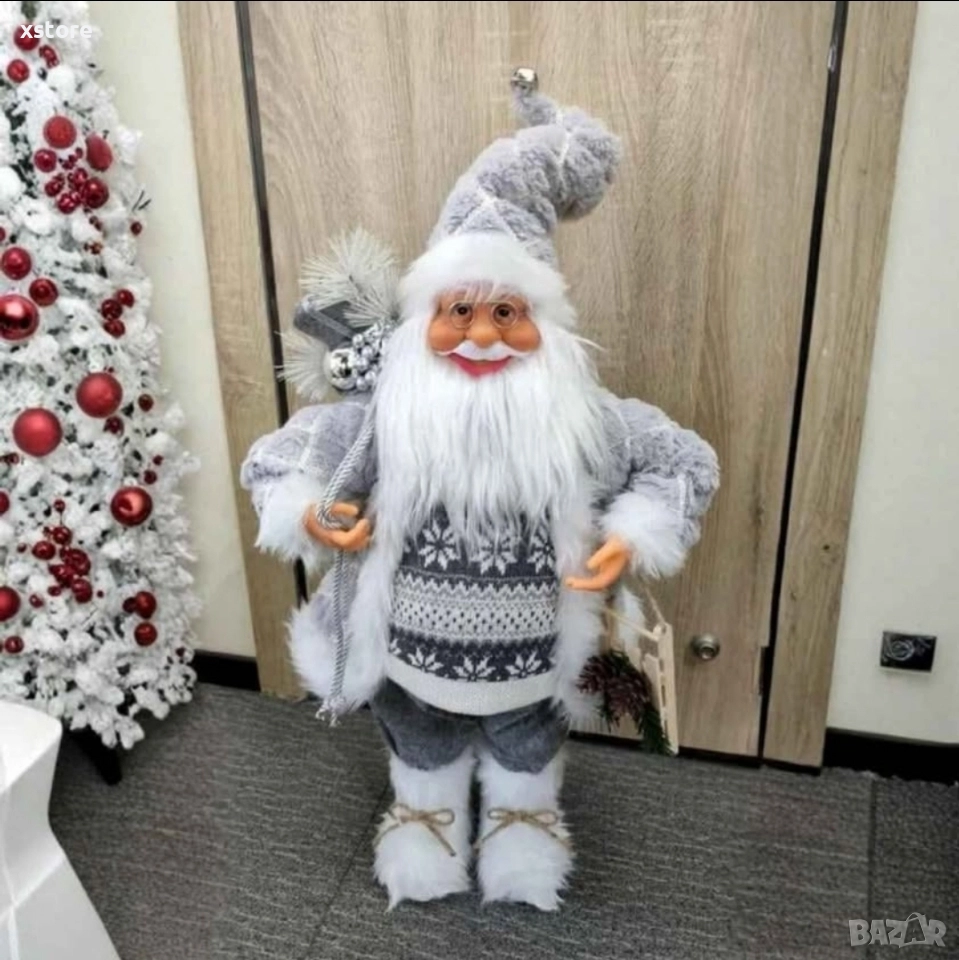 Декоративен Дядо Коледа в сиво – уют, топлина и празничен дух у дома - 50 см., снимка 1