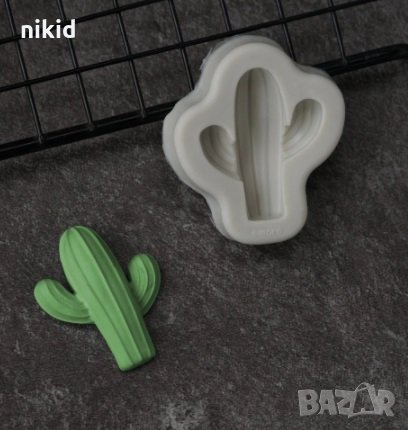 Малък троен кактус силиконов молд форма декорация украса фондан торта сладки и др, снимка 1