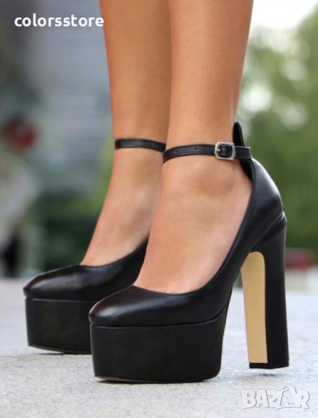 Обувки на ток - черна кожа - VT1, снимка 1