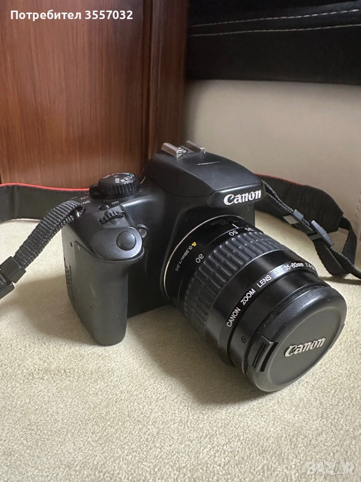 Фотоапарат Canon eos 1000D + обектив 35-80 мм + 3 батерии, снимка 1