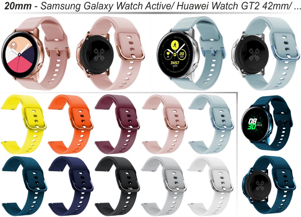 Силиконови каишки /20мм/ съвместими със Samsung Galaxy Watch Active 2 в  Каишки за часовници в гр. Димитровград - ID30463238 — Bazar.bg
