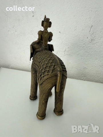 Стара индийска фигура на погонщик със слон. №7583, снимка 7 - Антикварни и старинни предмети - 52316658