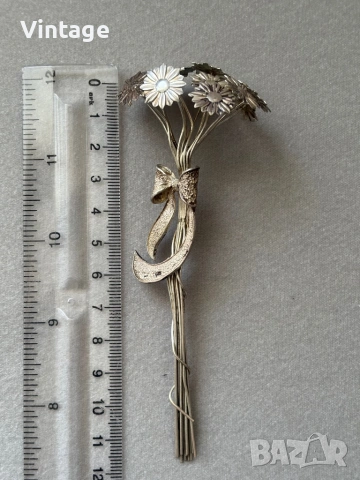 Старинен сребърен букет с маргаритки , снимка 5 - Колекции - 54318590