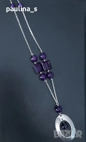 Два броя / Сребърно колие с камъни / проба 925 Italy , снимка 5 - Колиета, медальони, синджири - 49312478