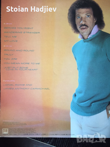 LIONEL RICHIE-LP,made in Japan , снимка 4 - Грамофонни плочи - 36514822