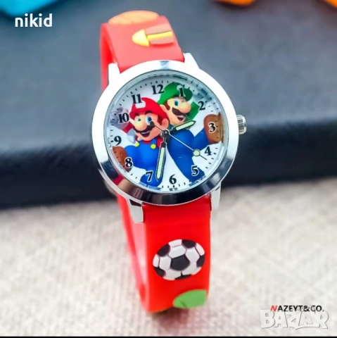 Супер Марио Super Mario силиконова верижка детски ръчен часовник 