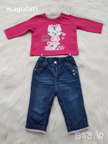 Ватирани дънки и блуза 68-74см., снимка 6 - Панталони и долнища за бебе - 31220926