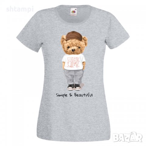 Дамска тениска bear Simple and Beautiful, Мече,Меченце,Животно, Играчка,Изненада,Подарък,Повод,, снимка 7 - Тениски - 37292157