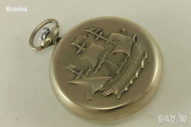 Руски Колекционерски Джобен Часовник Молния С Кораб, снимка 6 - Антикварни и старинни предмети - 37145546