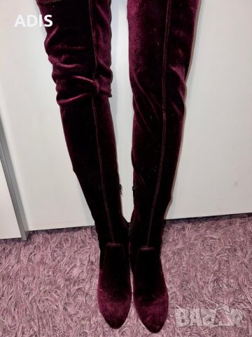 Чизми високи ботуши над коляно Mercary /велвет кралско лилаво 38 /39/нови, снимка 7 - Дамски ботуши - 38977675