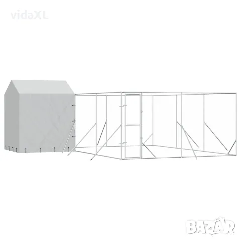 vidaXL Външна клетка за куче с покрив сребриста 6x6x2,5 м стомана