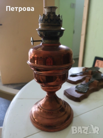 Старинна газена лампа - мед, снимка 3 - Декорация за дома - 53970543