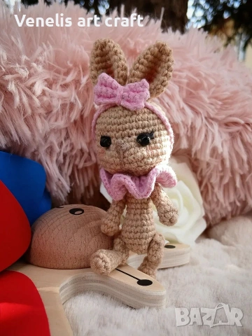 Плетено зайче за фотосесия на новородено бебе, снимка 8 - Други - 54169741