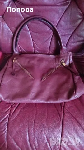 Голяма италианска чанта/ естествена кожа /винено червена, снимка 3 - Чанти - 47480883