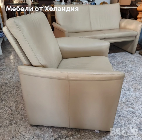 Диван двойка и фотьойл от естествена кожа, снимка 3 - Дивани и мека мебел - 53073013