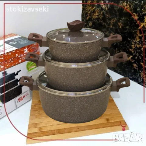 Комплект от 3 алуминиеви тенджери с капак, снимка 1