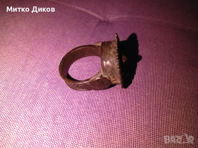  ВЪЗРОЖДЕНСКИ БОЛЯРСКИ АВТЕНТИЧЕН ЕТНОГРАФСКИ  ПРЪСТЕН БРОНЗ 17-18 Век 18.49грама, снимка 6 - Колекции - 52708519