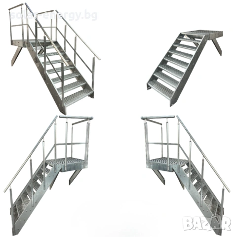 Метално стълбище с площадка 8 стъпала | За монтаж към стена | Поцинковано, снимка 2 - Други - 54236222