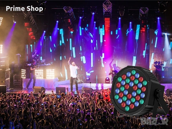 Професионален акумулаторен LED Par прожектор, 36 RGB диода, 5000mAh батерия, дистанционно и DMX, снимка 10 - Друга електроника - 54151539