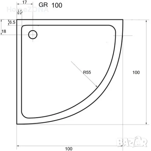 Овално акрилно душ корито ZEUS, 100х100 см, снимка 2 - Други - 49385295