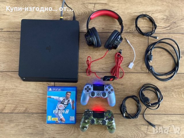 PS4 Slim 500 gb с два джойстика , игра , слушалки , снимка 1 - PlayStation конзоли - 40307397