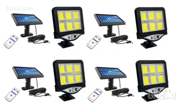 4xLED=64.99лв соларна улична лампа, 375 W, IP65, Li-ion, с дистанционно и сензор за движение