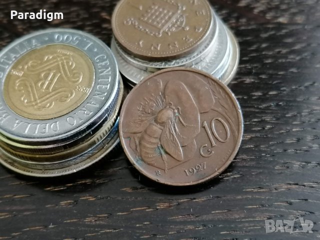 Монета - Италия - 10 чентесими | 1927г.