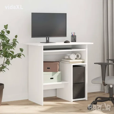 vidaXL Бюро, бяло, 80x45x74 см, инженерно дърво, снимка 3 - Бюра - 56147774