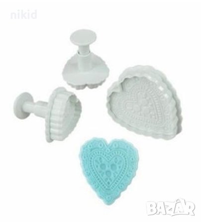 големи сърца сърце щампа пластмасови форми резци форма резец с бутало украса с фондан сладки фондан , снимка 3 - Форми - 9271130