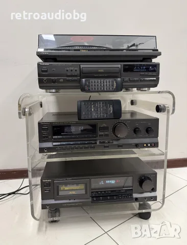 🔊Ретро аудио сет TECHNICS - ресийвър, CD плеър, дек, грамофон и аудио шкаф🔉