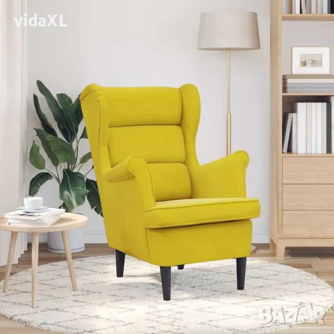 vidaXL Фотьойл, горчица, кадифе, снимка 3 - Дивани и мека мебел - 56146805