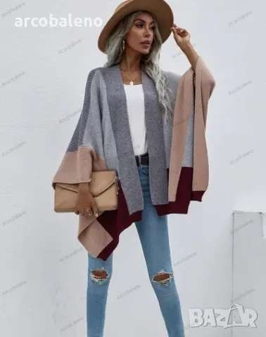 Дамска карирана широка плетена жилетка, 5цвята , снимка 14 - Жилетки - 41798937