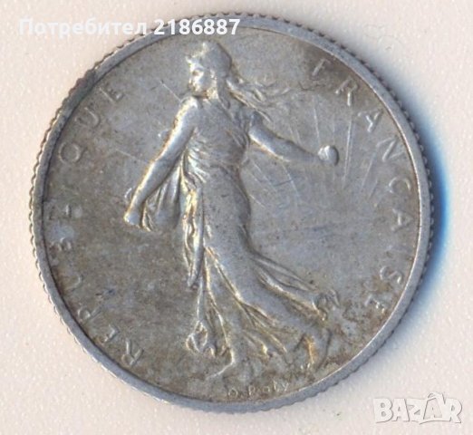 Франция стар сребърен франк 1916 година, снимка 2 - Нумизматика и бонистика - 38318536